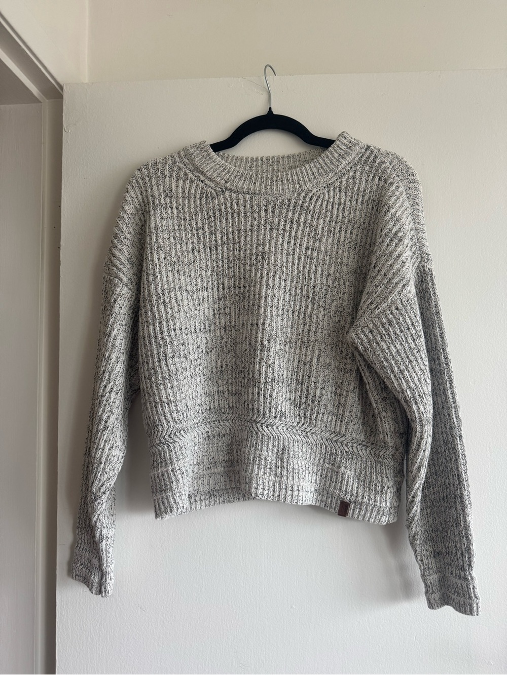Roots Marled Light Gray Ribbed Crewneck Sweater